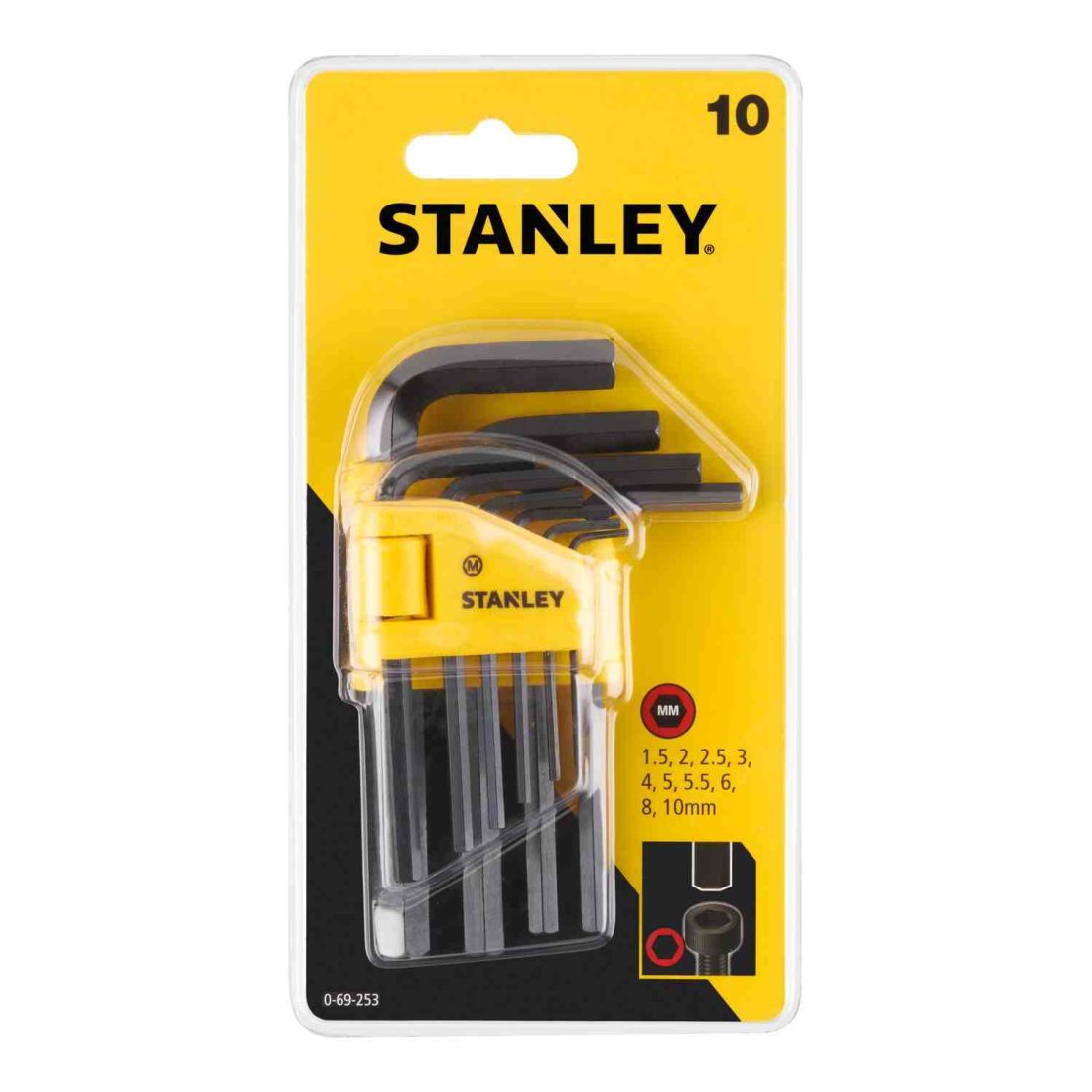 Набір з десяти шестигранних метричних ключів STANLEY 0-69-253