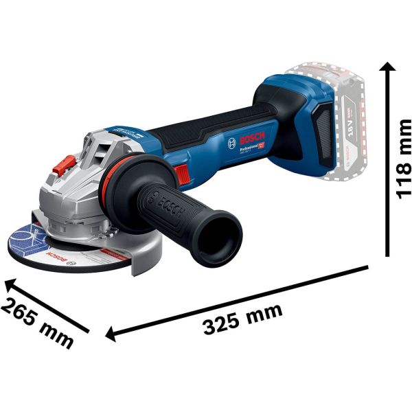 Акумуляторна кутова шліфмашина Bosch GWS 18V-11 Professional без акб та з/п, в картоні (06019N4100)