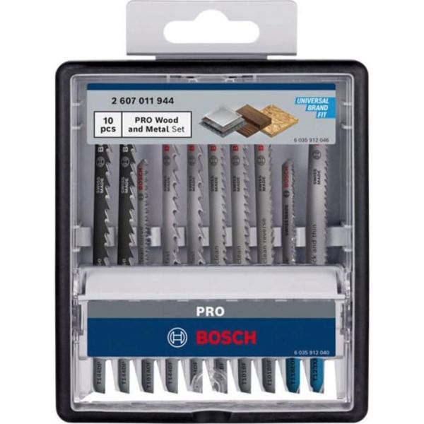 Набір пилок для лобзика Bosch PRO Wood and Metal, 10 шт (2607011944)