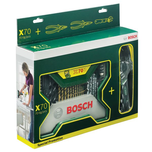 Набір приладдя Bosch X-Line 70 шт з плоскогубцями (2607017197)