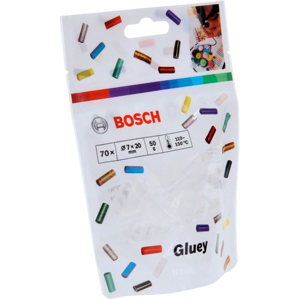 Клейові стрижні Bosch Gluey 7?20 мм прозорі, 70 шт (2608002004)