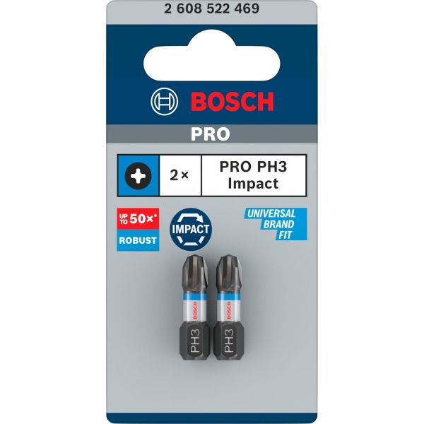 Біти Bosch Pro Phillips Impact PH3, 25 мм, 2 шт (2608522469)