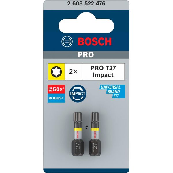 Біта Bosch PRO Torx Impact Bit 25 мм T27, 2 шт (2608522476)