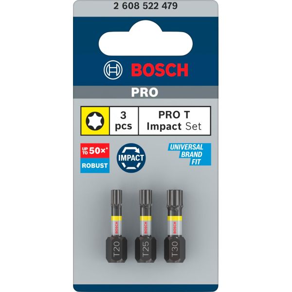 Набір біт Bosch Pro Torx Impact Set T25/30/40, 25 мм, 3 шт (2608522479)
