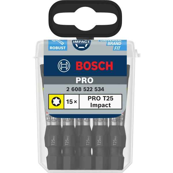 Ударна біта Bosch Pro Torx Impact T25, 55 мм, 15 шт (2608522534)