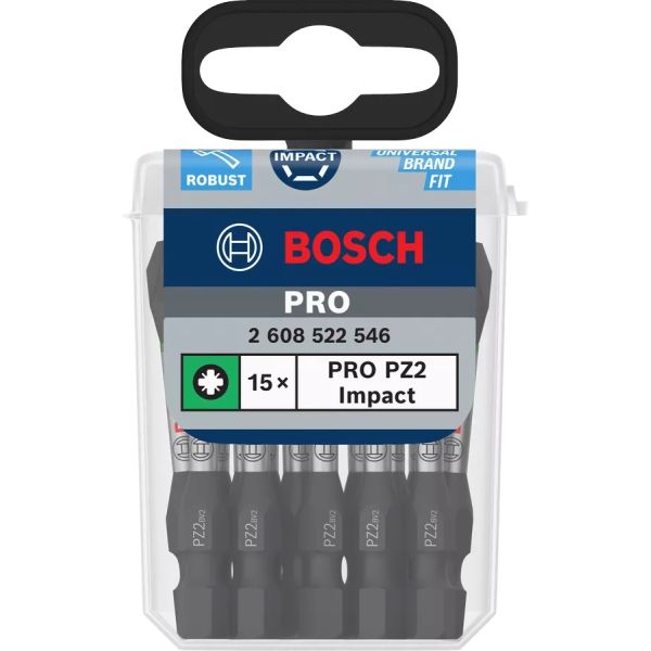 Біти Bosch Pro Pozidriv Impact PZ2, 55 мм, 15 шт (2608522546)