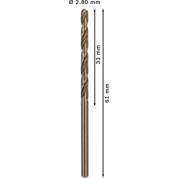 Спіральне свердло Bosch PRO Stainless Steel HSS-Co 2.8x33x61 мм, 10 шт (2608588088)