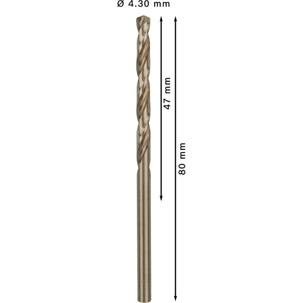 Спіральне свердло Bosch PRO Stainless Steel HSS-Co 4.3x47x80 мм, 10 шт (2608588093)