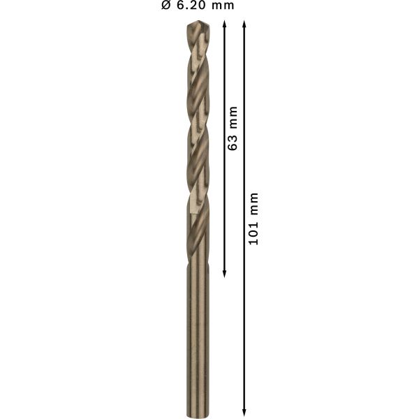 Спіральне свердло Bosch PRO Stainless Steel HSS-Co 6.2x63x101 мм, 10 шт (2608588096)