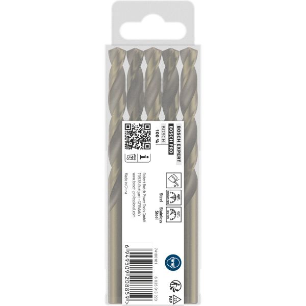 Свердло спіральне Bosch PRO Stainless Steel HSS-Co, 8.8x81x125 мм, 5 шт (2608588101)