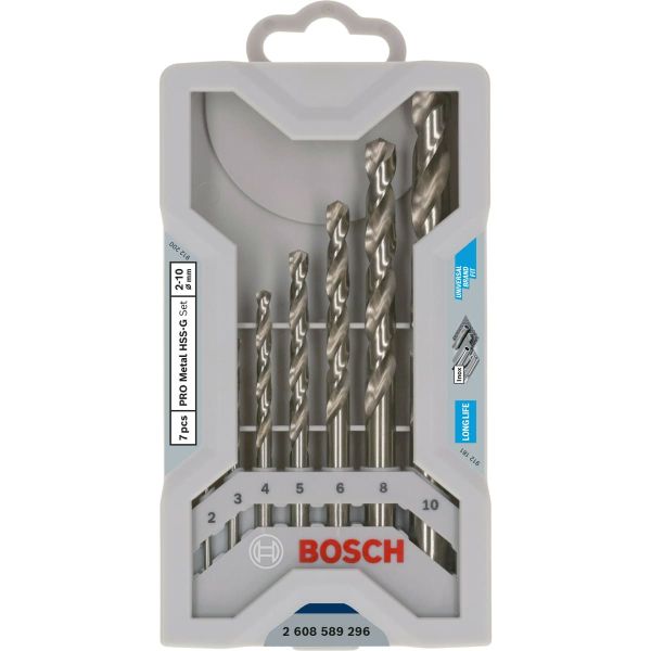 Набір свердел спіральних Bosch PRO Stainless Steel HSS-Co Set, 2-10 мм, 7 шт (2608589296)