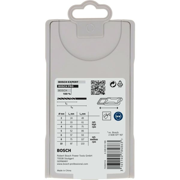 Набір свердел спіральних Bosch PRO Stainless Steel HSS-Co Set, 2-10 мм, 7 шт (2608589296)