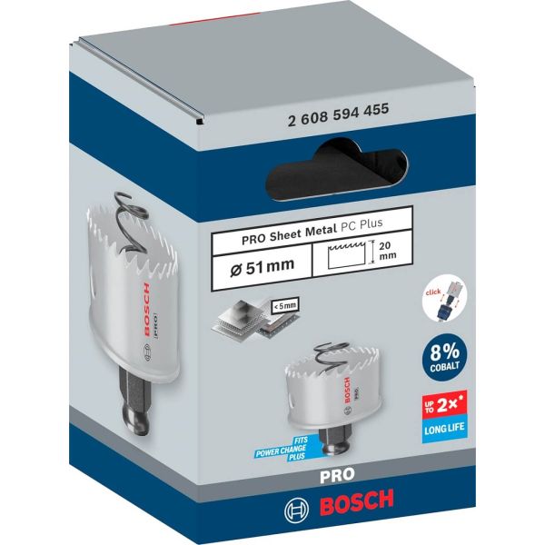 Коронка по металу Bosch PRO Sheet Metal PC Plus, 51x20 мм (2608594455)