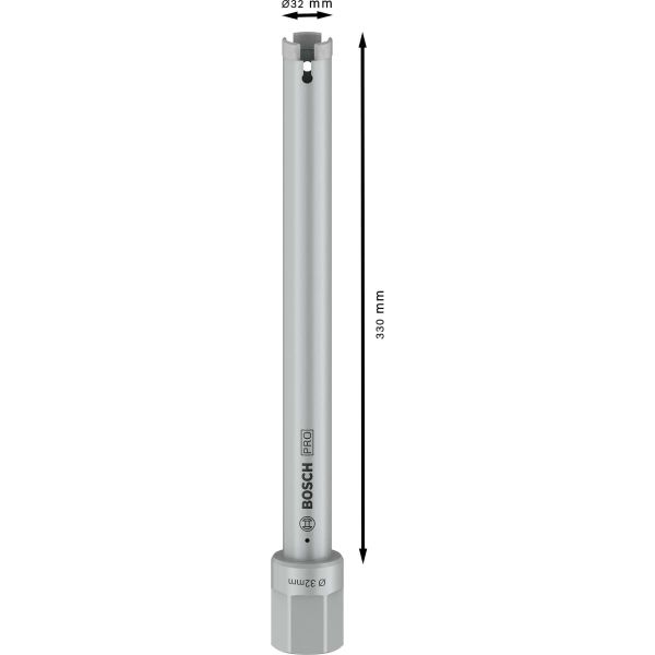 Алмазна коронка для сухого свердління Bosch PRO Core Cutter 1 1/4" UNC, 32x330 мм (2608601402)