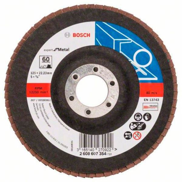 Складчастий шліфкруг Bosch Expert for Metal, 125?22,23 мм, К80 (2608607355)