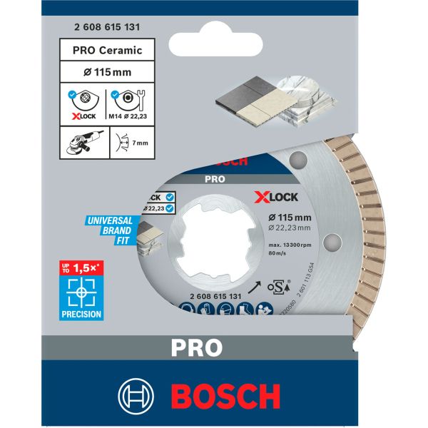 Алмазний диск Bosch X-Lock Best for Ceramic Extraclean Turbo 115x22,23x1,4x7 мм (2608615131)