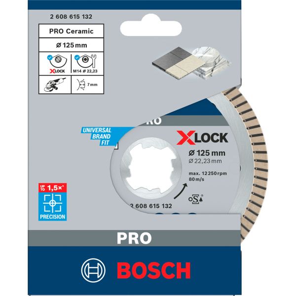 Алмазний диск Bosch X-Lock Best for Ceramic Extraclean Turbo 125x22,23x1,4x7 мм (2608615132)