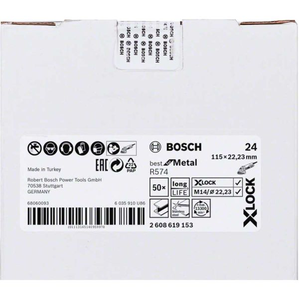 Шліфкруг фібровий Bosch X-Lock R574 Best for Metal 115 мм G36 (2608619154)