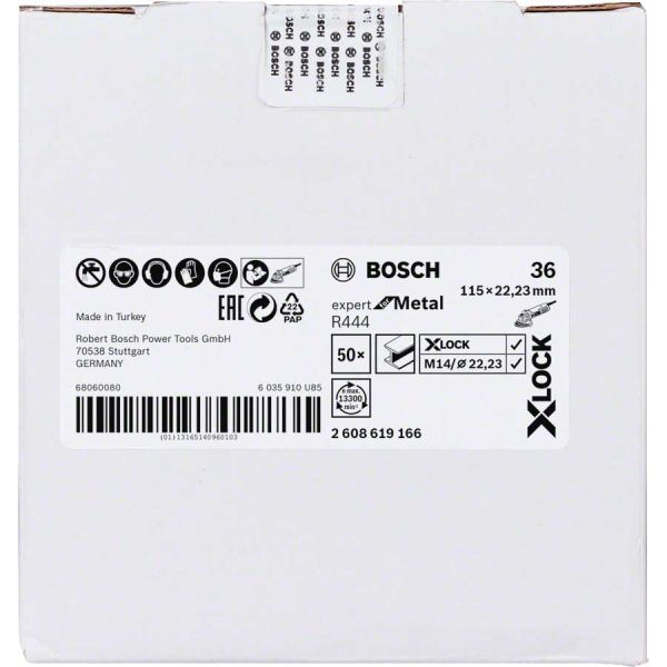 Шліфкруг фібровий Bosch X-Lock R444 Expert for Metal 115 мм G36 (2608619166)