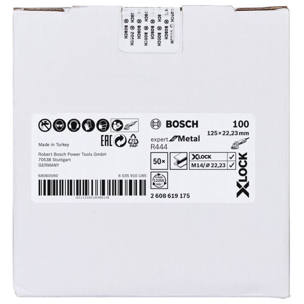 Шліфувальний круг фібровий Bosch X-Lock R444 Expert for Metal 125 мм, G100 (2608619175)