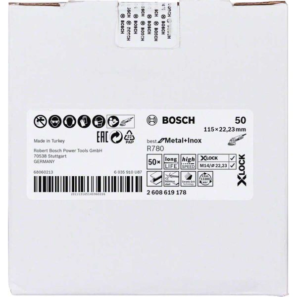 Шліфкруг фібровий Bosch X-Lock R780 Best for Metal + Inox 115 мм G50 (2608619178)