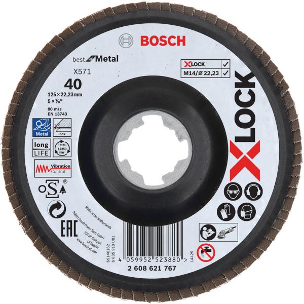 Ламельний шліфкруг Bosch X571 G40 Best for Metal 125 мм X-Lock (2608621767)