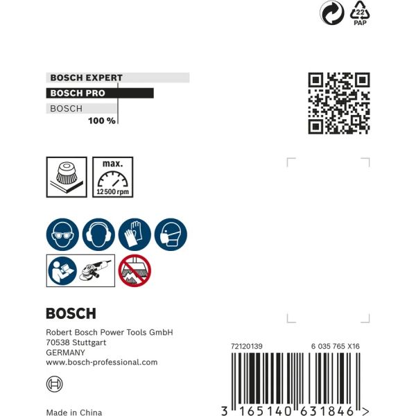 Зачисна чашкова щітка Bosch Pro Stainless Steel heavy 65x0.35 мм, М14 (2608622104)