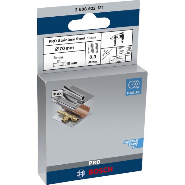 Зачисна дискова щітка Bosch Pro Stainless Steel clean 70x0.3 мм, прямий хвостовик (2608622121)