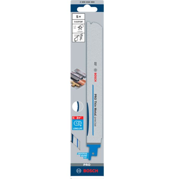 Пиляльне полотно Bosch PRO Thin Metal precise S 1137 EAF, 225 мм, 5 шт (2608658989)