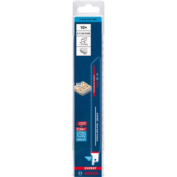 Пиляльне полотно Bosch Expert Hard Nail Pallets S1122CHM 225 мм, 10 шт (2608900388)