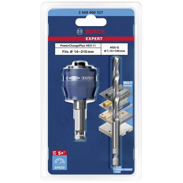Перехідник для коронок Bosch Expert Power Change Plus 11х80 мм із свердлом HSS-G 7.15х105 мм (2608900527)