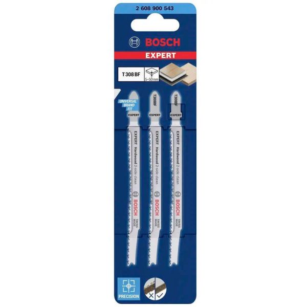 Полотно для лобзика Bosch Expert Hardwood 2-Side Clean T 308 BF, 3 шт (2608900543)