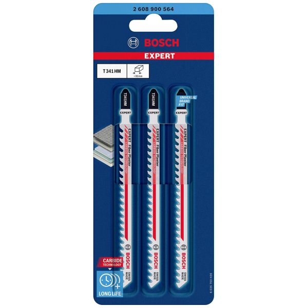 Пиляльне полотно Bosch Expert Fiber Plaster T341HM по гіпсокартону, 4.3x132 мм, 3 шт (2608900564)