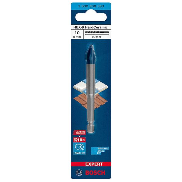 Свердло пікоподібне Bosch Expert HEX-9 Hard Ceramic, 10х90 мм (2608900593)