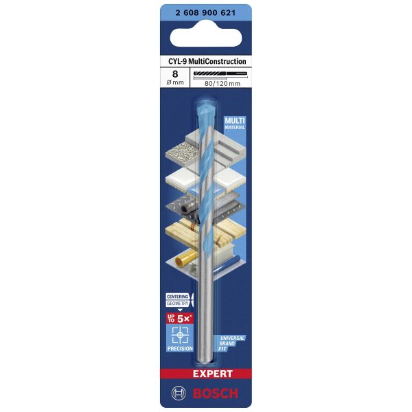 Свердло спіральне Bosch Expert CYL-9 MultiConstruction, 8х80х120 мм (2608900621)