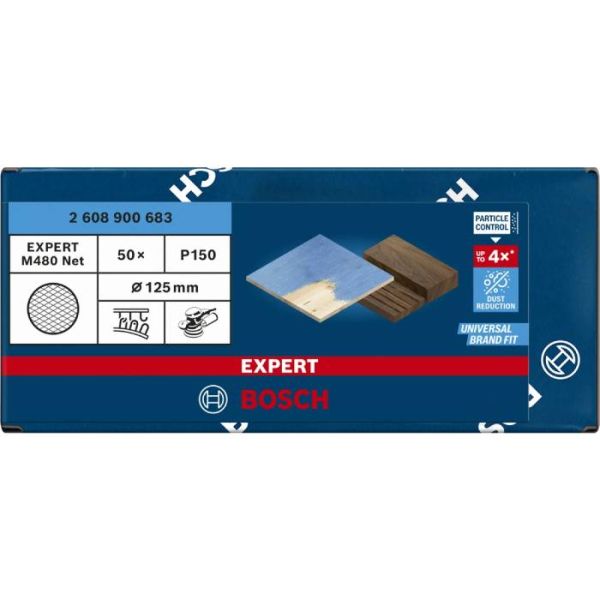 Шліфувальний круг Bosch Expert M480 для ексцентрикових шліфмашин 125 мм G150, 50 шт (2608900683)