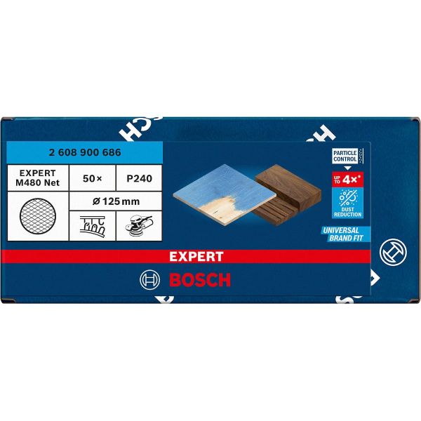 Шліфувальна сітка Bosch Expert M480 для ексцентрикових шліфмашин 125 мм G240, 50 шт (2608900686)