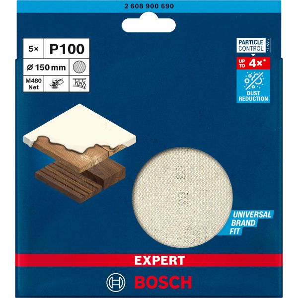 Шліфувальний круг Bosch Expert M480 для ексцентрикових шліфмашин 150 мм G100, 5 шт (2608900690)