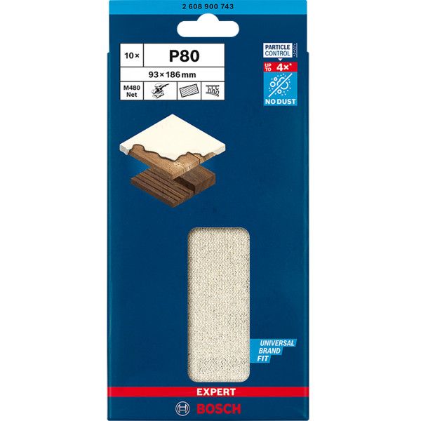 Шліфувальний папір Bosch Expert M480, 93x186 мм, G 80, 10 шт (2608900743)