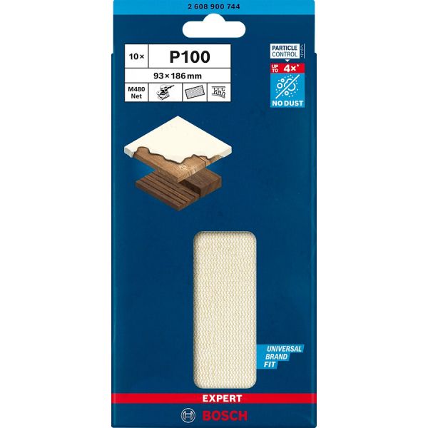 Шліфувальна сітка Bosch Expert M480 Net 93x186 мм P100, 10 шт (2608900744)