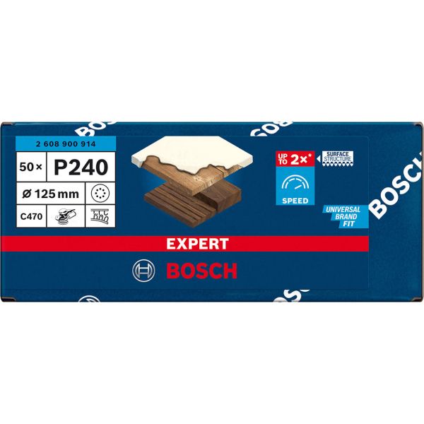 Шліфувальний лист Bosch Expert C470 125 мм, зерно 240, 50 шт (2608900914)