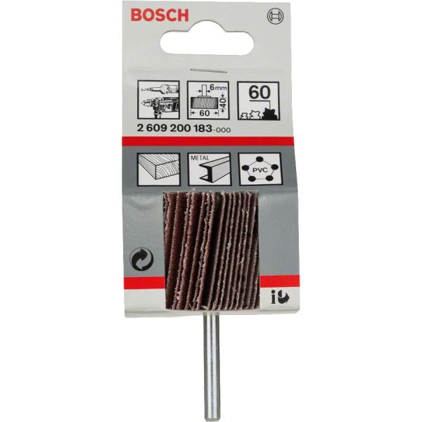 Шліфувальний круг пелюстковий пластинчастий Bosch 60х40 мм, P60, 6 мм (2609200183)
