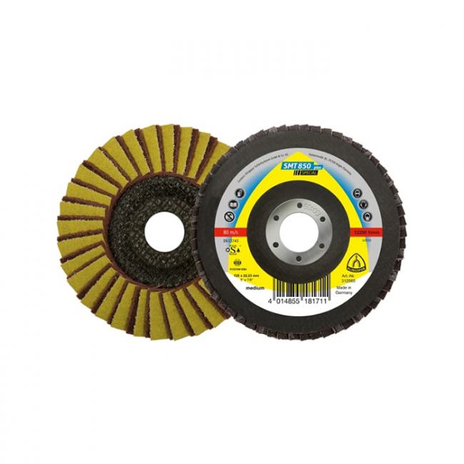 Нетканый лепестковый шлифовальный круг Klingspor SMT850 VSC 120 VF125X22,23 (312561)
