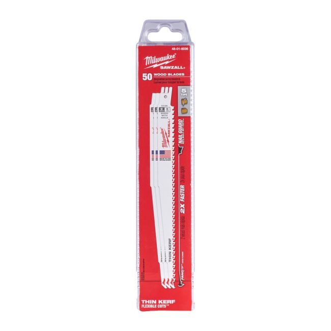 Полотно для шабельних пил FANG TIP THIN KERF MILWAUKEE, 230х5,0мм, (50шт), (деревина з цвяхами) (48016036)