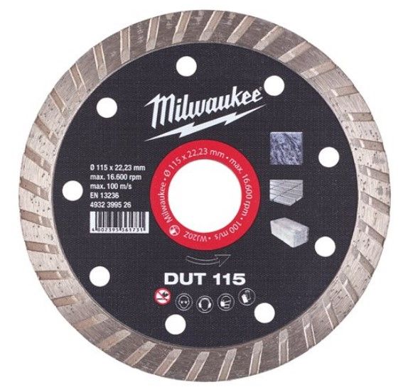 Диск алмазний MILWAUKEE DUT 115, діаметр 115мм (керамічна плитка/чистий різ) (4932399526)