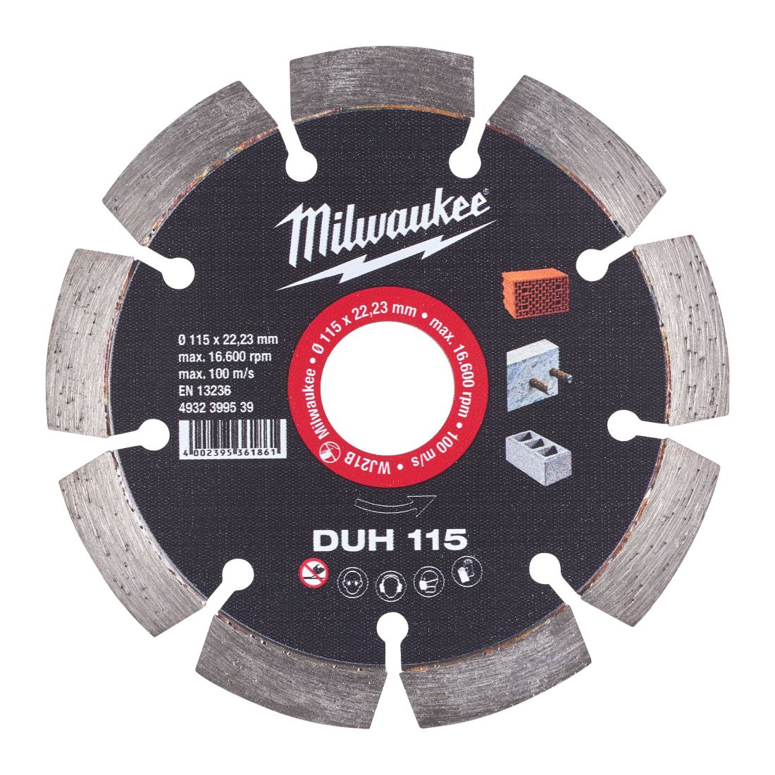 Диск алмазний MILWAUKEE DUH 115, діаметр 115мм (залізобетон, цегла) (4932399539)
