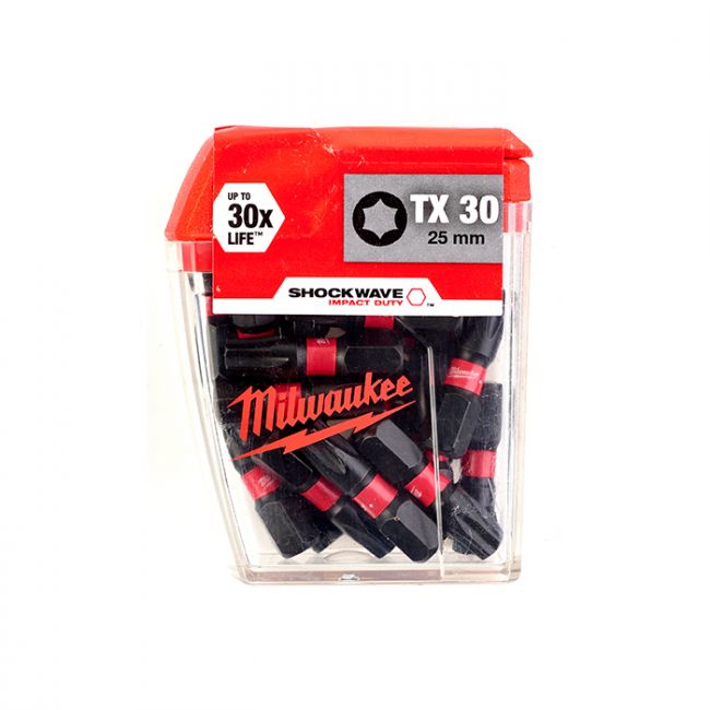 Бита для шуруповерта Milwaukee Schockwave 30xLife TX30, 25 мм, 25 шт. (4932430886)