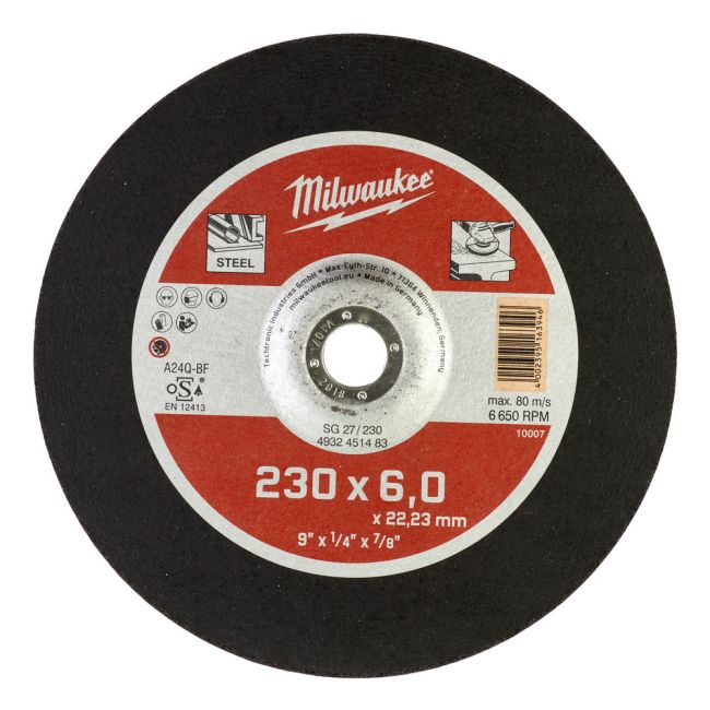 Диск зачистний по металу MILWAUKEE, SG 27/230х6, діаметр 230мм (4932451483)
