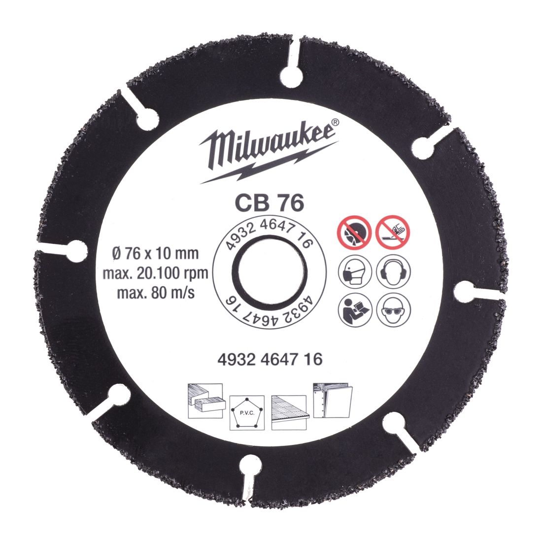Диск для циркулярных пил по дереву Milwaukee CB 76 x 10 мм ДЛЯ M12 FCOT  (4932464716)