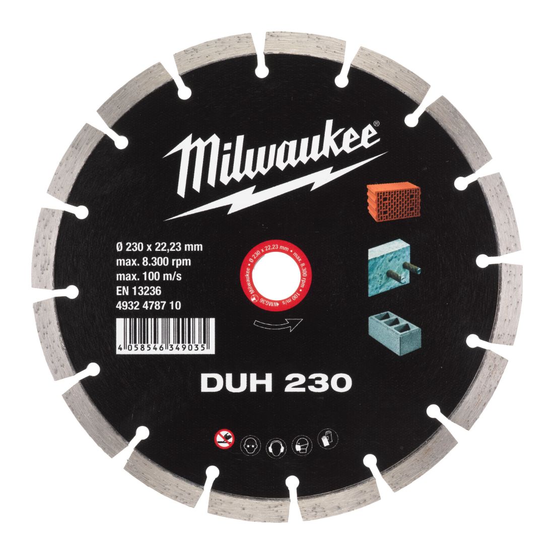 Диск алмазний для твердого бетону, бетонних блоків та каменю DUH 230 MILWAUKEE (4932478710)
